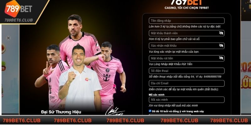 Giao diện đăng ký 789BET với các bước cực kỳ đơn giản và nhanh chóng